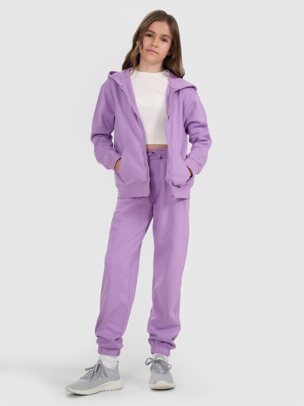 4F Bluza dresowa rozpinana z kapturem dziewczęca - fioletowa 128 (7-8 lat)