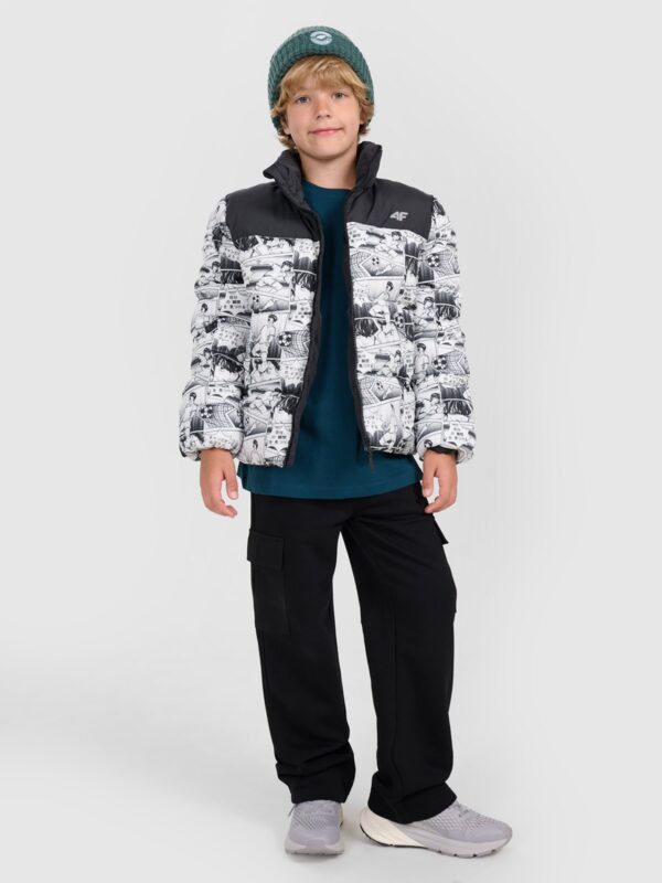 4F Kurtka puchowa z wypełnieniem syntetycznym chłopięca - biała 152 (11-12 lat)
