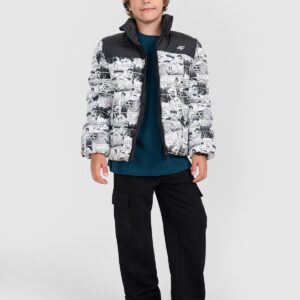 4F Kurtka puchowa z wypełnieniem syntetycznym chłopięca - biała 152 (11-12 lat)