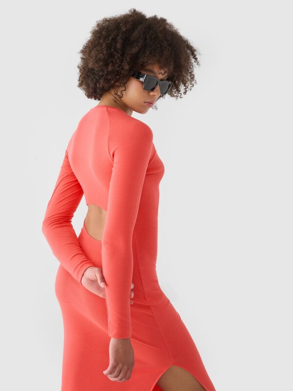 4F Sukienka ołówkowa maxi damska - czerwona