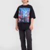 67d6a35c3dac59676f8e31c47de5dd8e982586f4 4F T-shirt oversize z nadrukiem chłopięcy - czarny 134 (8-9 lat)