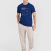 4F T-shirt regular z nadrukiem męski - granatowy