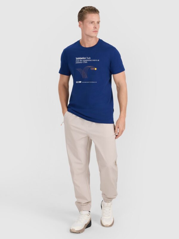 4F T-shirt regular z nadrukiem męski - granatowy