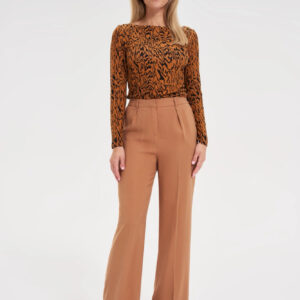 67f0c0d3ffa45e3ee0d223adf5a4b65a73c3836e Spodnie w kant z wiskozy brązowe