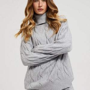 Golf z ozdobnym splotem szary