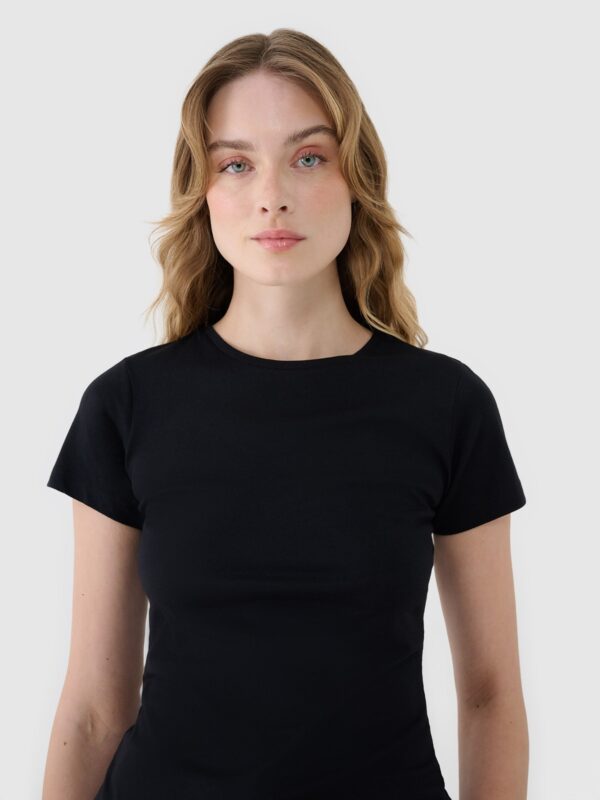 4F T-shirt slim z modalem damski - czarny