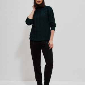 6883009d2d38531d8370f99f582cf957ca155428 Sweter w warkoczowy splot z długimi rękawami szmaragdowy