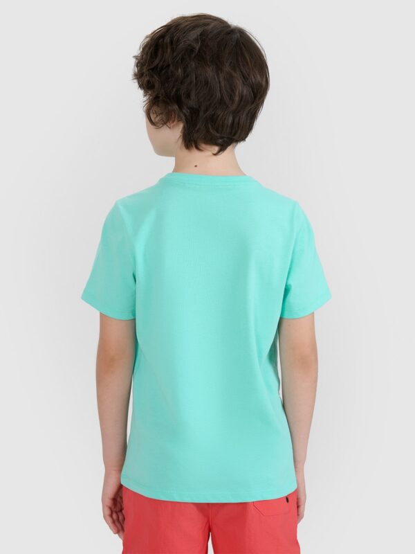 689aa5ef40294e749b37f0faa279af4f1bc42de2 4F T-shirt regular z nadrukiem chłopięcy - turkusowy 164 (13-14 lat)