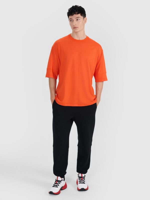 4F T-shirt oversize gładki męski - pomarańczowy