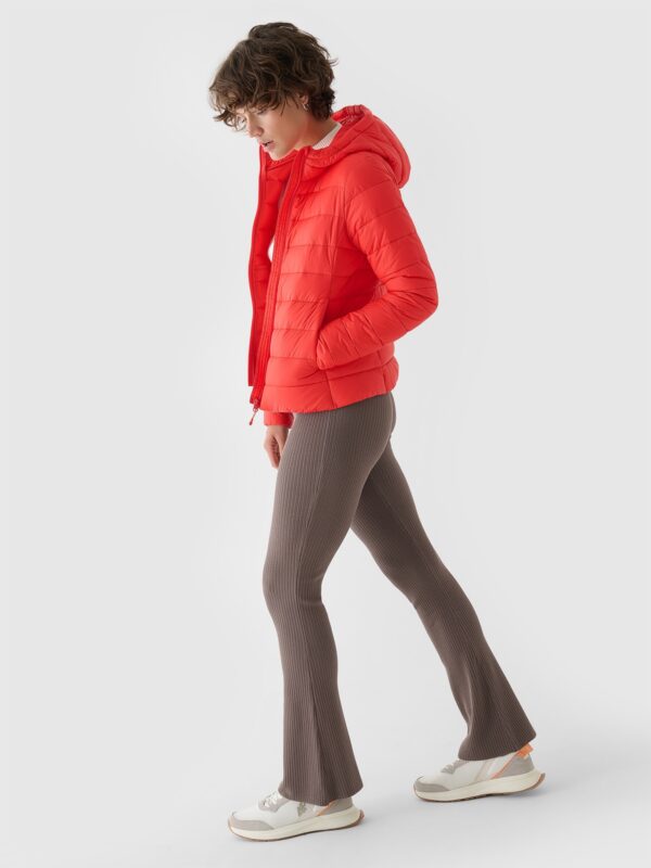 4F Kurtka puchowa z wypełnieniem z recyklingu damska - koralowa