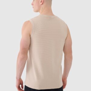 4F Tank top regular gładki męski - beżowy