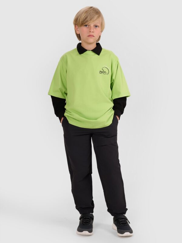 696256aa0bfdfccbcfff8cb59a1ca750466f28f4 4F T-shirt oversize z nadrukiem chłopięcy - zielony 128 (7-8 lat)