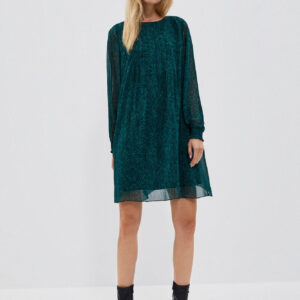 Sukienka z bufiastymi rękawami mini szmaragdowa