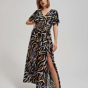 Wzorzysta sukienka maxi czarna
