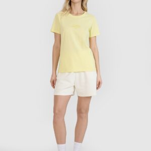 4F T-shirt regular z nadrukiem damski - żółty