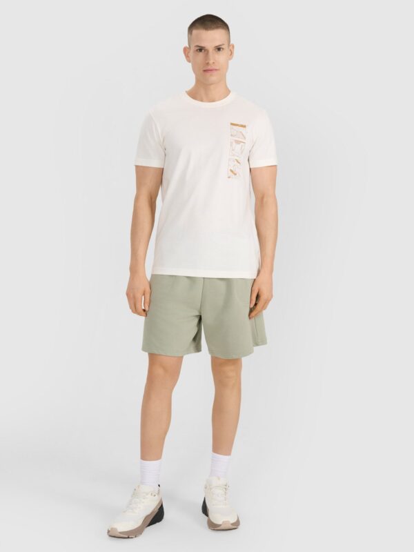 4F T-shirt regular z nadrukiem męski - biały