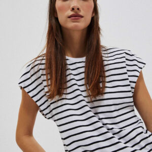 T-shirt w paski biało czarny