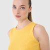 4F Crop top dzianinowy damski - żółty