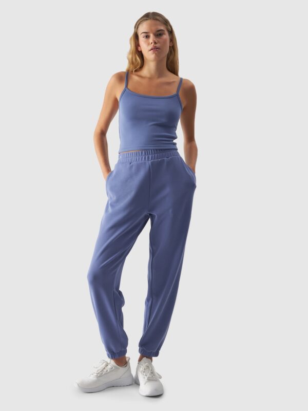 4F Crop-top slim gładki z modalem damski - granatowy