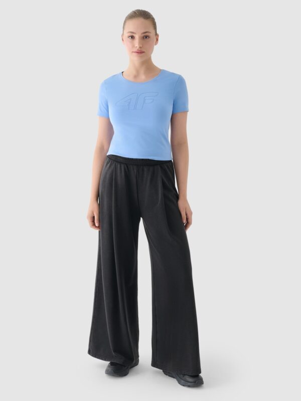 4F T-shirt slim z nadrukiem damski - niebieski