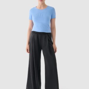 6c9b74144e11e947ca4bbb8553ea9146224755c7 4F T-shirt slim z nadrukiem damski - niebieski