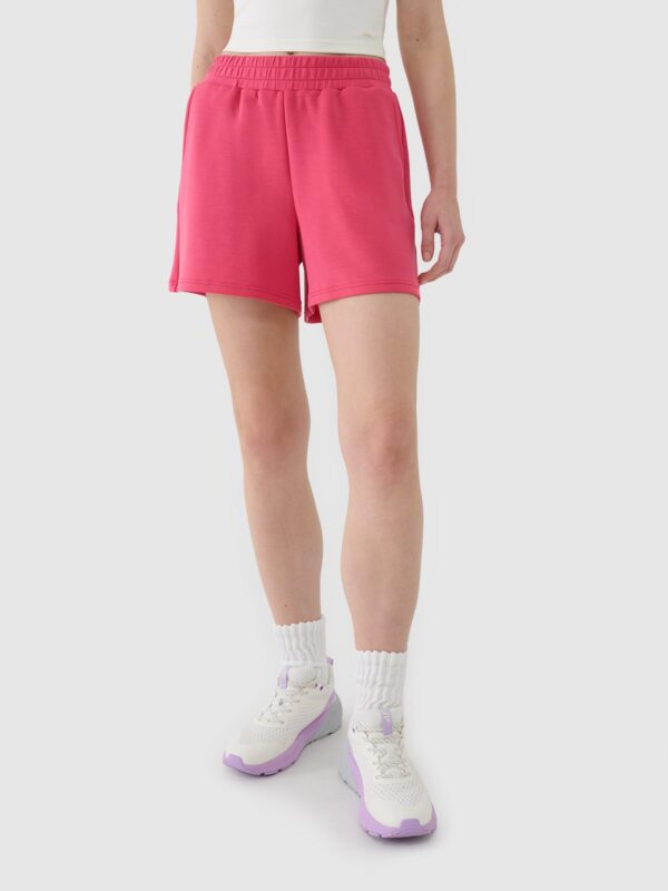 4F Spodenki dresowe z modalem damskie - różowe