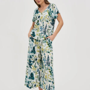 Wzorzyste spodnie kuloty białe