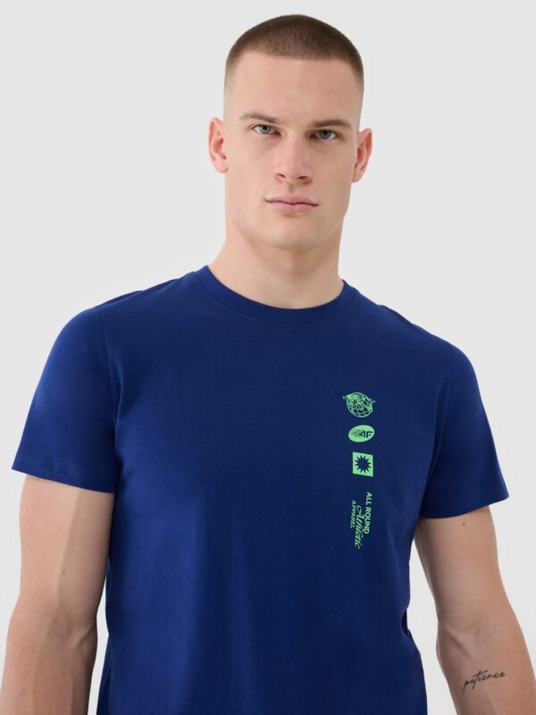 4F T-shirt regular z nadrukiem męski - granatowy