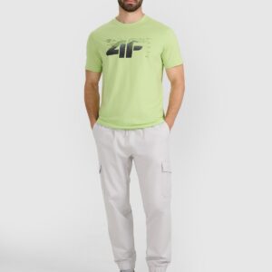 4F T-shirt regular z nadrukiem męski - zielony