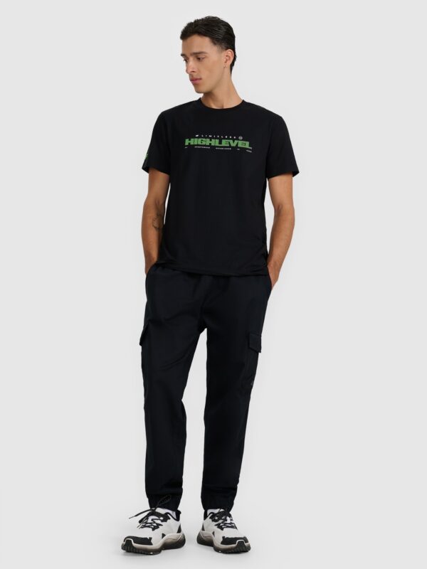 4F T-shirt regular z nadrukiem męski - czarny