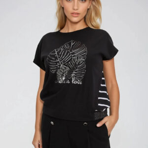 Bluzka z bawełny z printem czarna