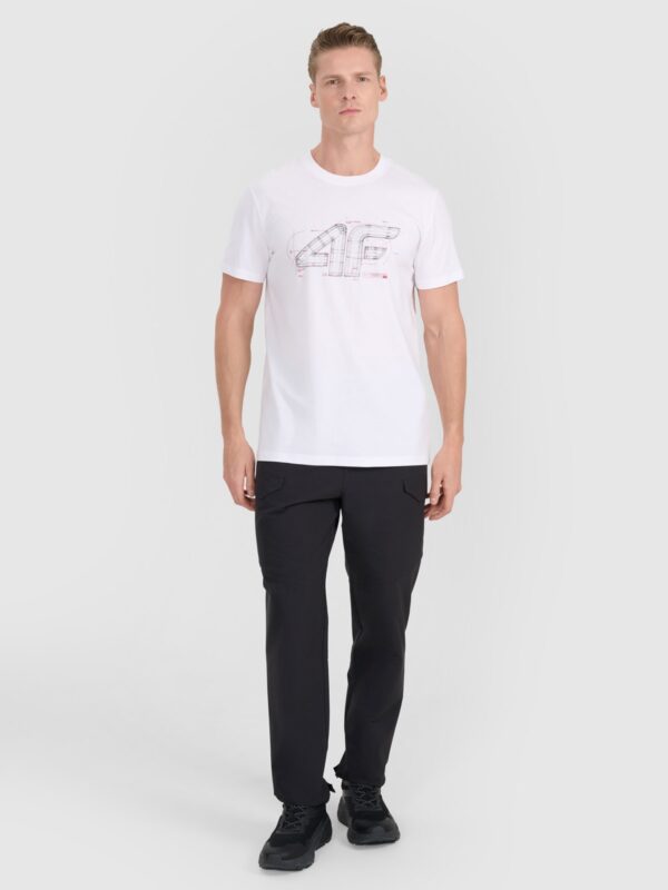4F T-shirt regular z nadrukiem męski - biały