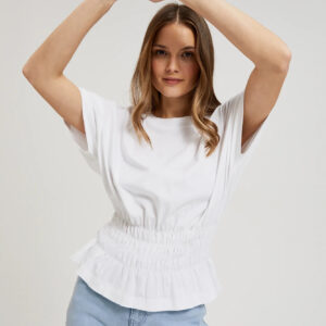 6e3e0effb42fae309ae5e745353f35c07f203e93 Bluzka z gumą w talii biała