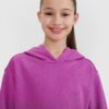 4F Bluza dresowa nierozpinana z kapturem dziewczęca - fioletowa 122 (6-7 lat)