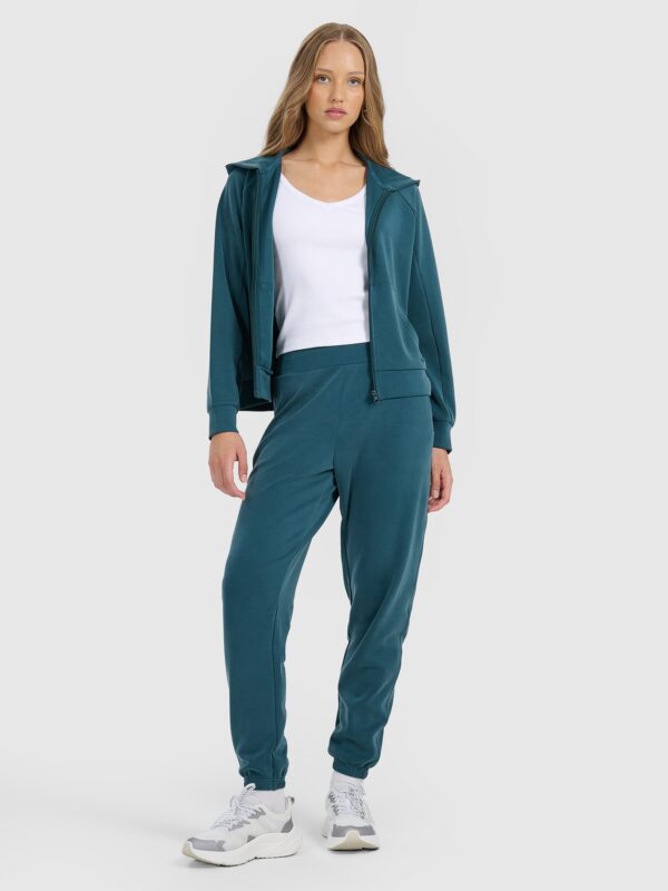 4F Bluza dresowa rozpinana z modalem damska - turkusowa