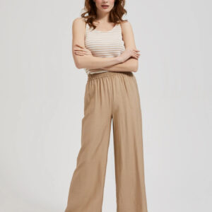 Spodnie z szerokimi nogawkami i gumą w pasie beżowe