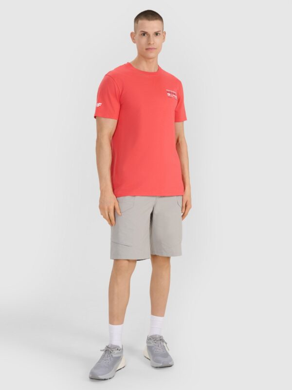 4F T-shirt regular z nadrukiem męski - różowy