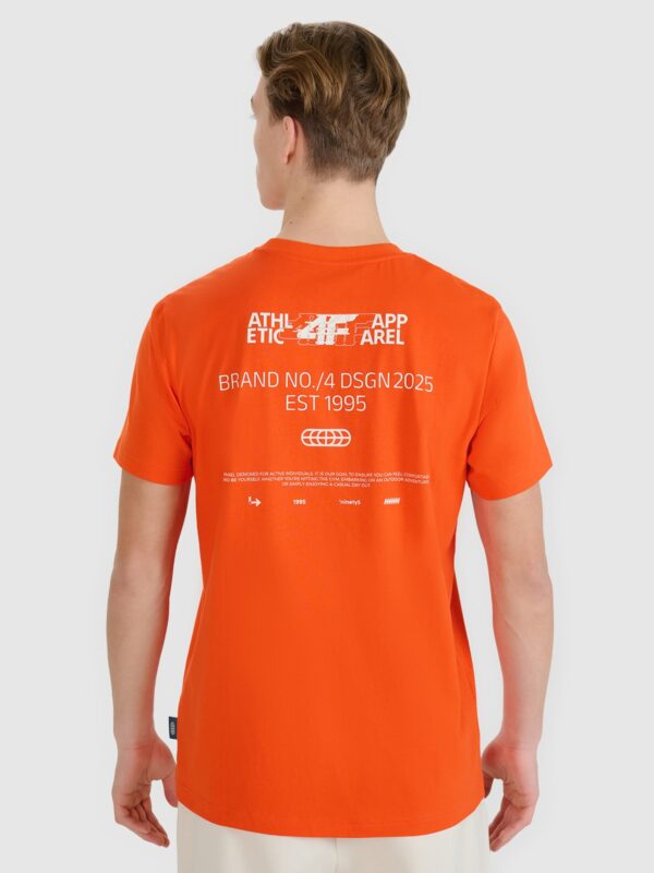 4F T-shirt regular z nadrukiem męski - pomarańczowy