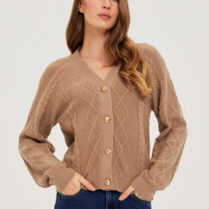 Dzianinowy kardigan beżowy