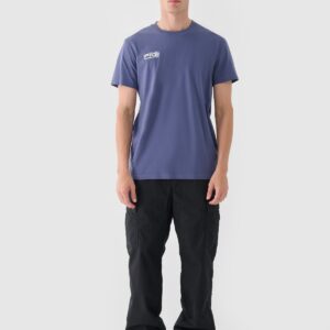 4F T-shirt regular gładki męski - niebieski