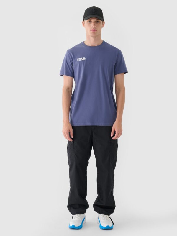 4F T-shirt regular gładki męski - niebieski
