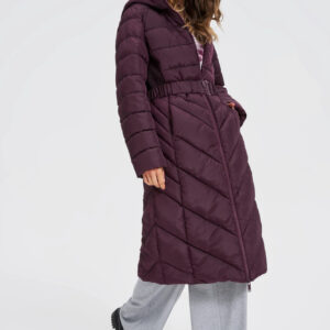 Kurtka z paskiem burgundowa