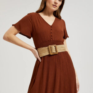 703660556cd6aae1b0a1ee882391b3b59b8d4ed4 Pleciony pasek z prostokątną klamrą beżowy