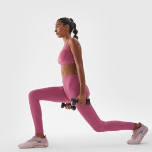4F Legginsy treningowe bezszwowe z wysokim stanem damskie - różowe
