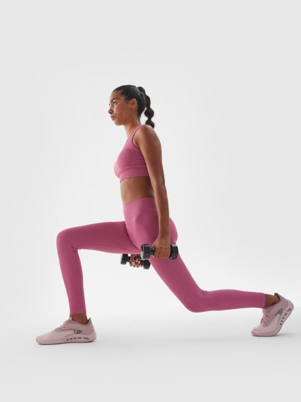 4F Legginsy treningowe bezszwowe z wysokim stanem damskie - różowe