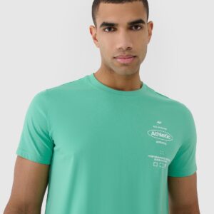 4F T-shirt regular z nadrukiem męski - zielony