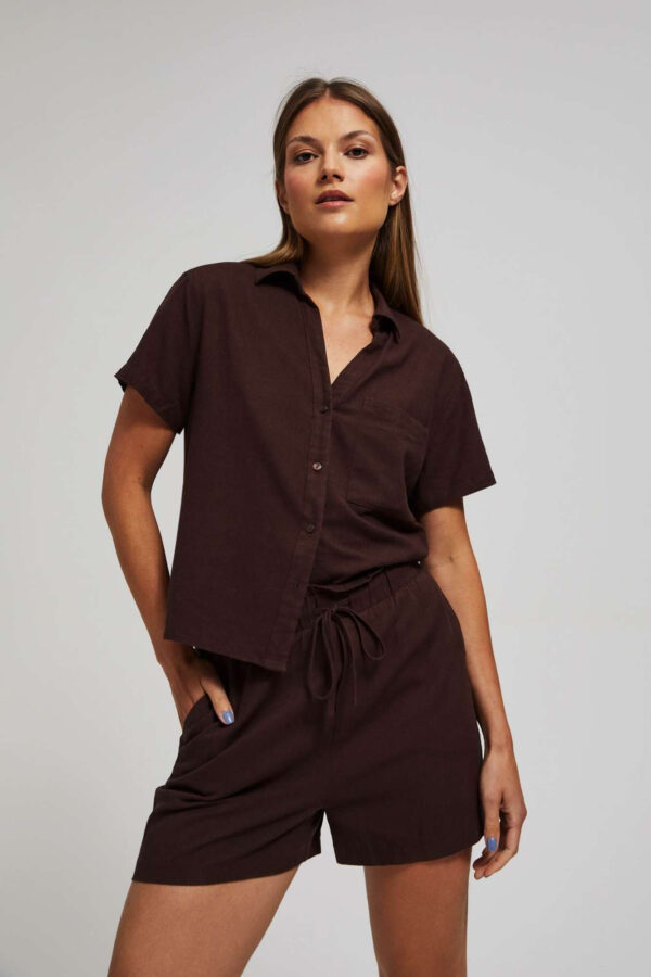 Gładkie szorty z wiązaniem ciemnbrązowe