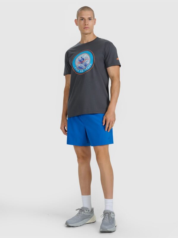 4F T-shirt regular z nadrukiem męski - szary