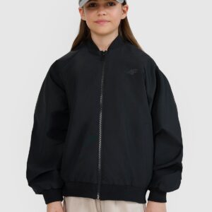 4F Kurtka przejściowa bomberka dziewczęca - czarna 134 (8-9 lat)