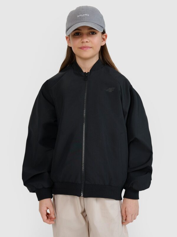 4F Kurtka przejściowa bomberka dziewczęca - czarna 134 (8-9 lat)